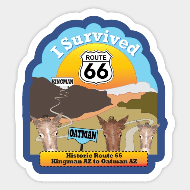 I Survived Route 66, Kingman AZ to Oatman AZ Sticker by MMcBuck